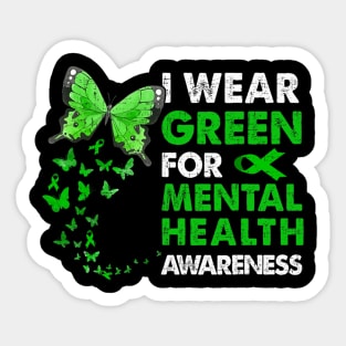 I Wear Green For Mental Health Awareness Costume Butterflies Sticker